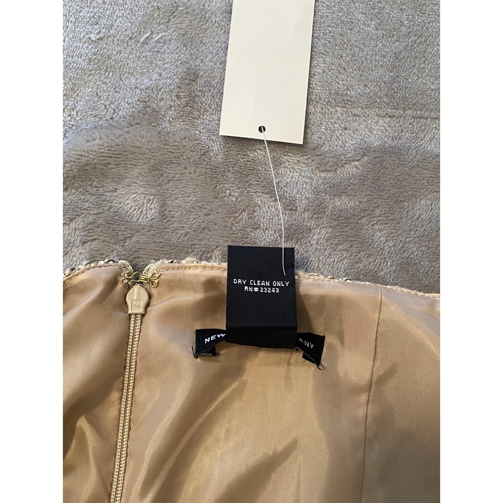 New York & Company Skirt Women 6 Beige Gold Tweed Boucle Pencil Lined Career NWT - Picture 6 of 9